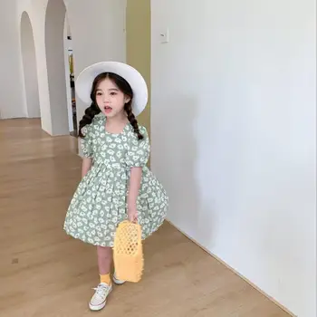 

2020 Korea Style Baby Girls Floral Chiffon Dress Summer Kids Girls Dresses 2-8 Years