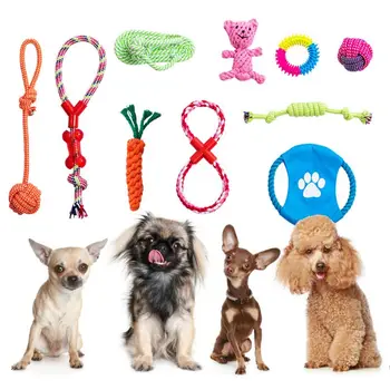 

10 Pcs Colorful Cartoon Dog Molar Chew Rope Toys Set Washable Durable Cotton E5BB