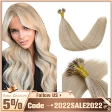 VeSunny Nano Extensions Human Hair Nano Blonde Hair Extensions Straight Nano Micro Loop Hair Extensions Real Human Hair 1g/s