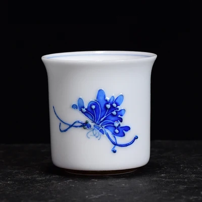 Белый фарфор Dehua ручная роспись маленькая чайная чашка керамический домашний Тонкий колпачок шины кунг-фу зеленый чай галстук Guan Yin мастер чашка чайная посуда - Цвет: D