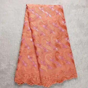 

5 yard Swiss lace fabric 2020 latest heavy beaded embroidery African cotton fabrics Swiss voile lace popular Dubai style