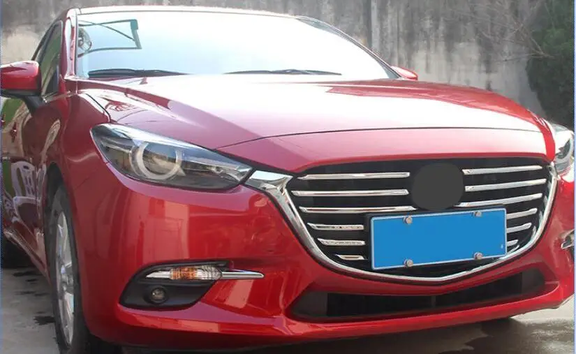 Для Mazda 3 AXELA хэтчбек седан ABS авто аксессуар яркая передняя решетка гриль полосы крышка отделка 12 шт