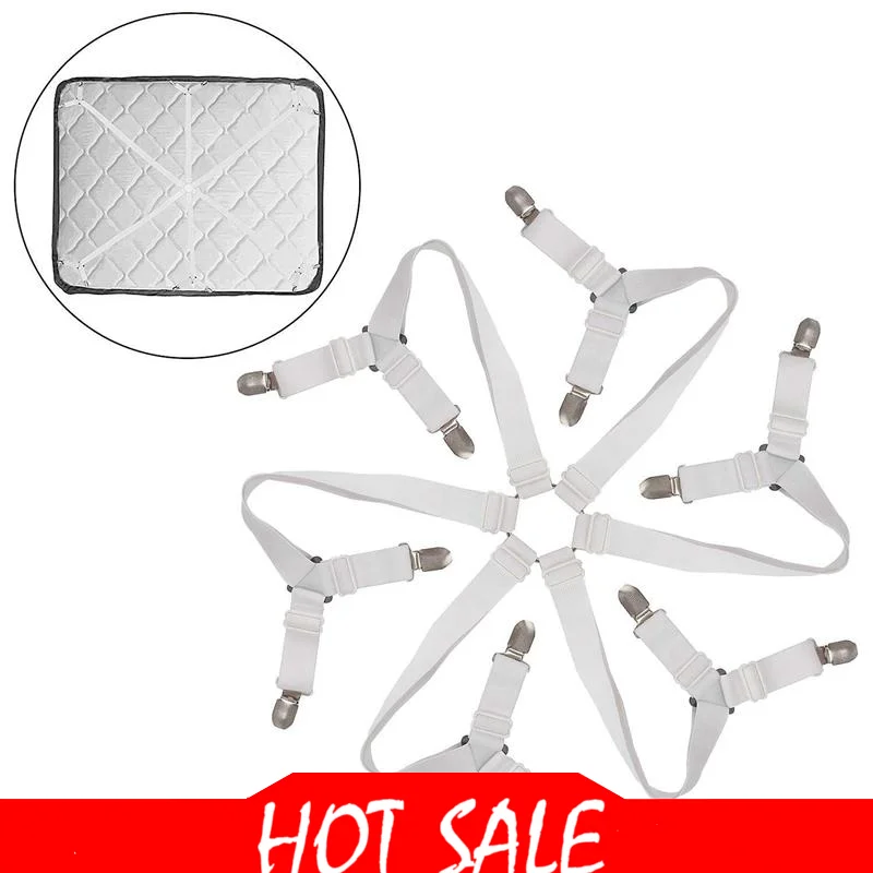 Pinzas para hojas de cama sujetadores de 3 vías y 6 lados, tirantes elásticos para sábanas, pinzas para colchón, Fitte ajustable