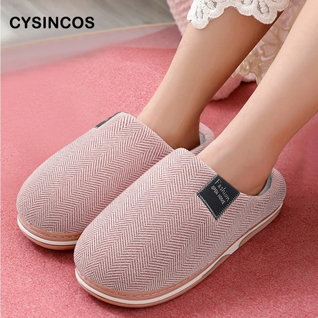 CYSINCOS Men Slippers Winter Simple House Indoor Non-slip Thick Bottom Male Mules Warm Flat Heel Indoor Bedroom Couple Slippers 3