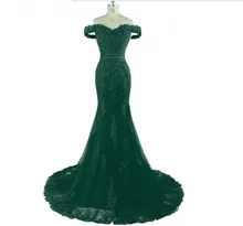 

Emerald Green Long Lace Mermaid Evening Dresses Party Women 2018 Beaded Formal Evening Gowns Dresses Wear robe de soiree longue