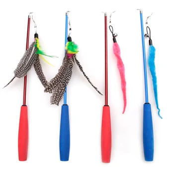 

1pcs Cat Toys Interactive Cat Toys Kitten Interactive Stick Funny Cat Fishing Rod Game Wand Feather Stick Toy Pet Supplies