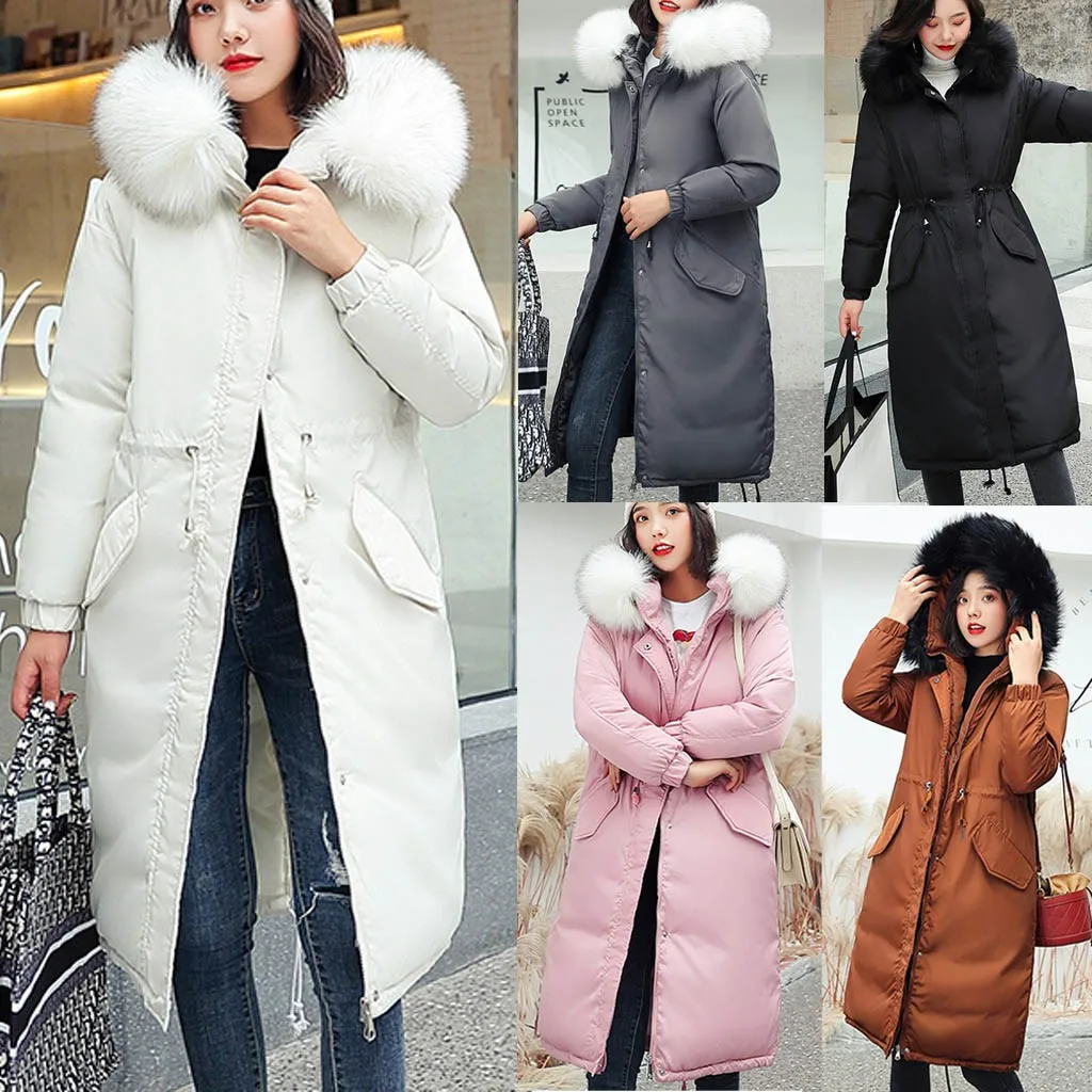 Зимнее женское пальто размера плюс, модная верхняя одежда с длинным рукавом, куртки с капюшоном, с хлопковой подкладкой, с карманами, Бандажное пальто, miegofce