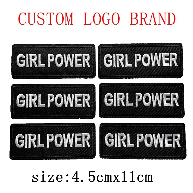 

GIRL POWER words on embroidered iron on stickers mini applique military custom DIY patches for caps t-shirt clothing decoration