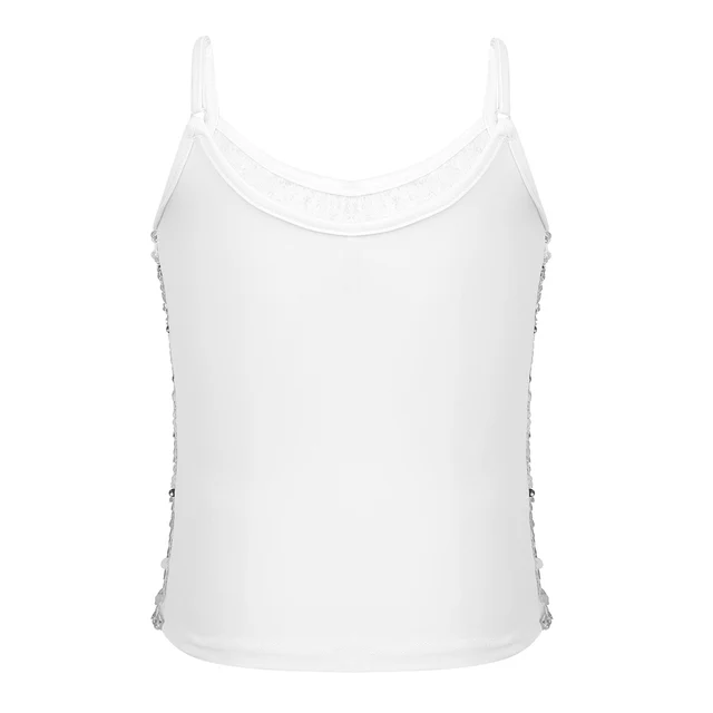Crop Top Danza Con Paillettes Per Bambine - Top Scintillante Senza Maniche Per Performance - Foto 6