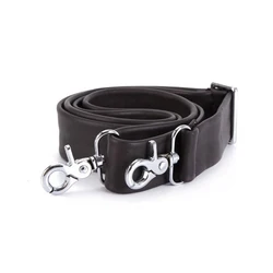 Elegant Lichee Pattern Leather Bag Strap with Silver Buckle - Detachable Shoulder Accessory (COFFEE)