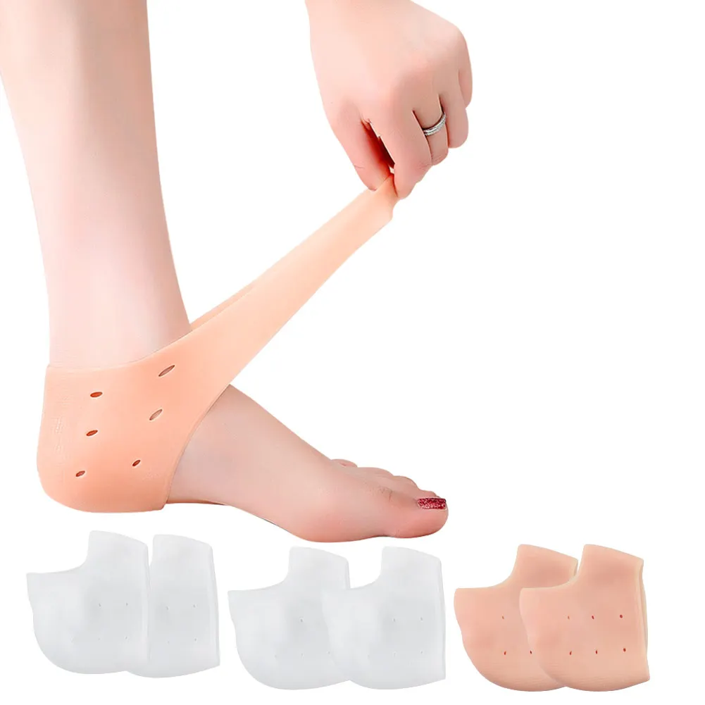 3 Pairs Gel Heel Pads Cushion Breathable Silicone Heel Socks Protectors Cups Repair Dry Cracked Relief