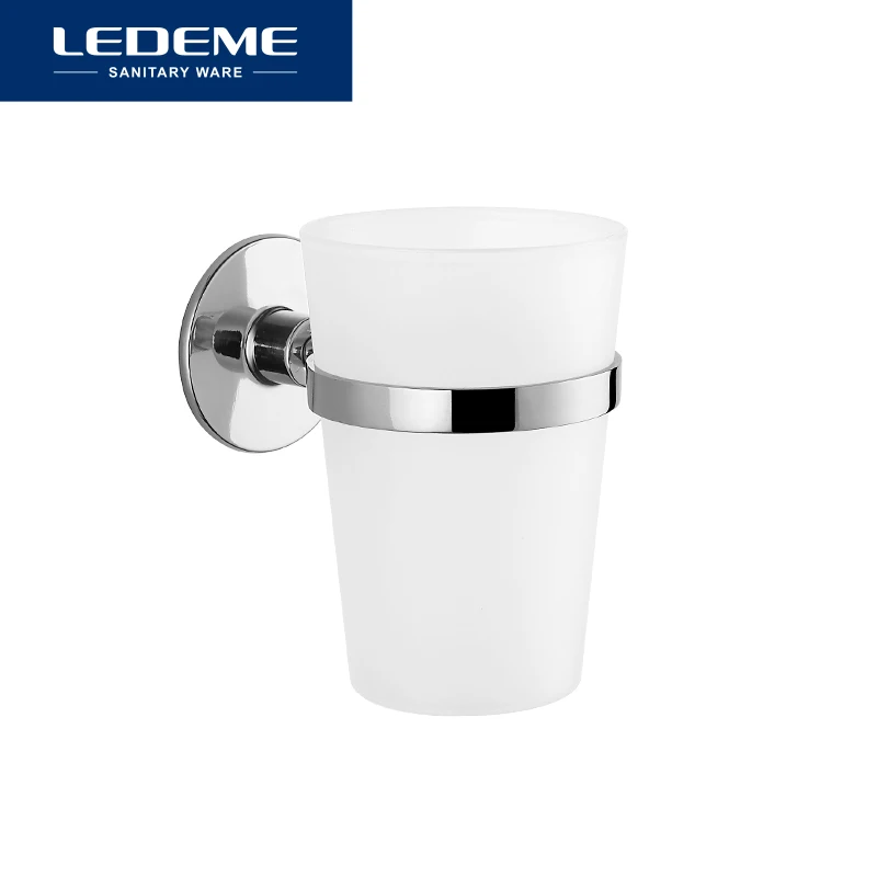 LEDEME Toothbrush Tooth Cup Holder Plastic Cup Wall Mounted Zinc Stainless Steel Bath Single Rack Bath Accessories L5706