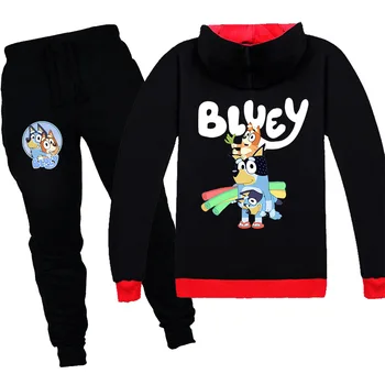

bingo bluey Cartoon Cosplay Kids Cotton Clothes Hot coat Sets Baby Girls Boys Sports Hoodie T-Shirt Pants 2Pcs Casual Tracksuit