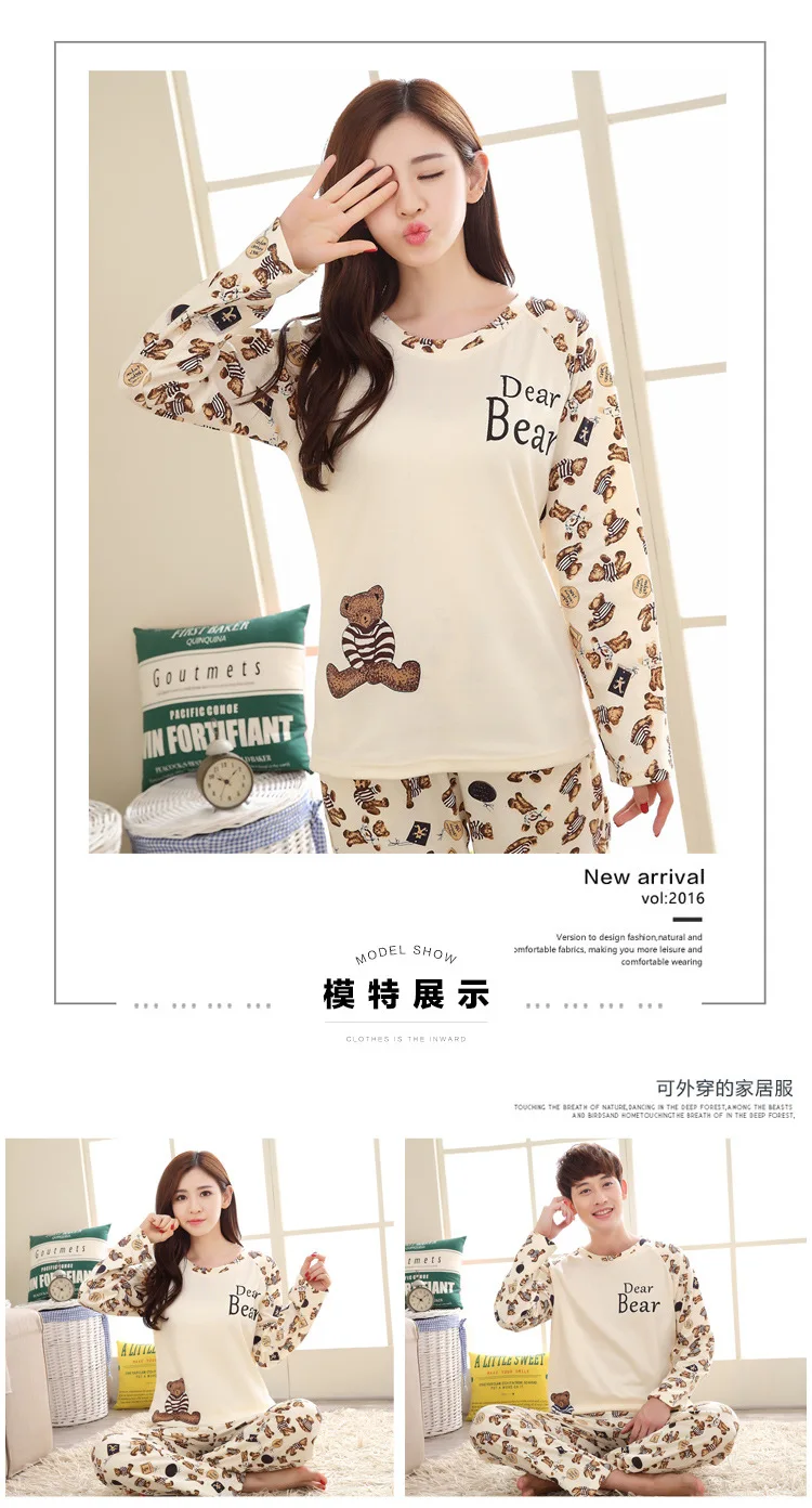 Spring And Autumn New Style Pajamas Women's Thin Cartoon Bear Bees GIRL'S Set Multi-Homewear Set