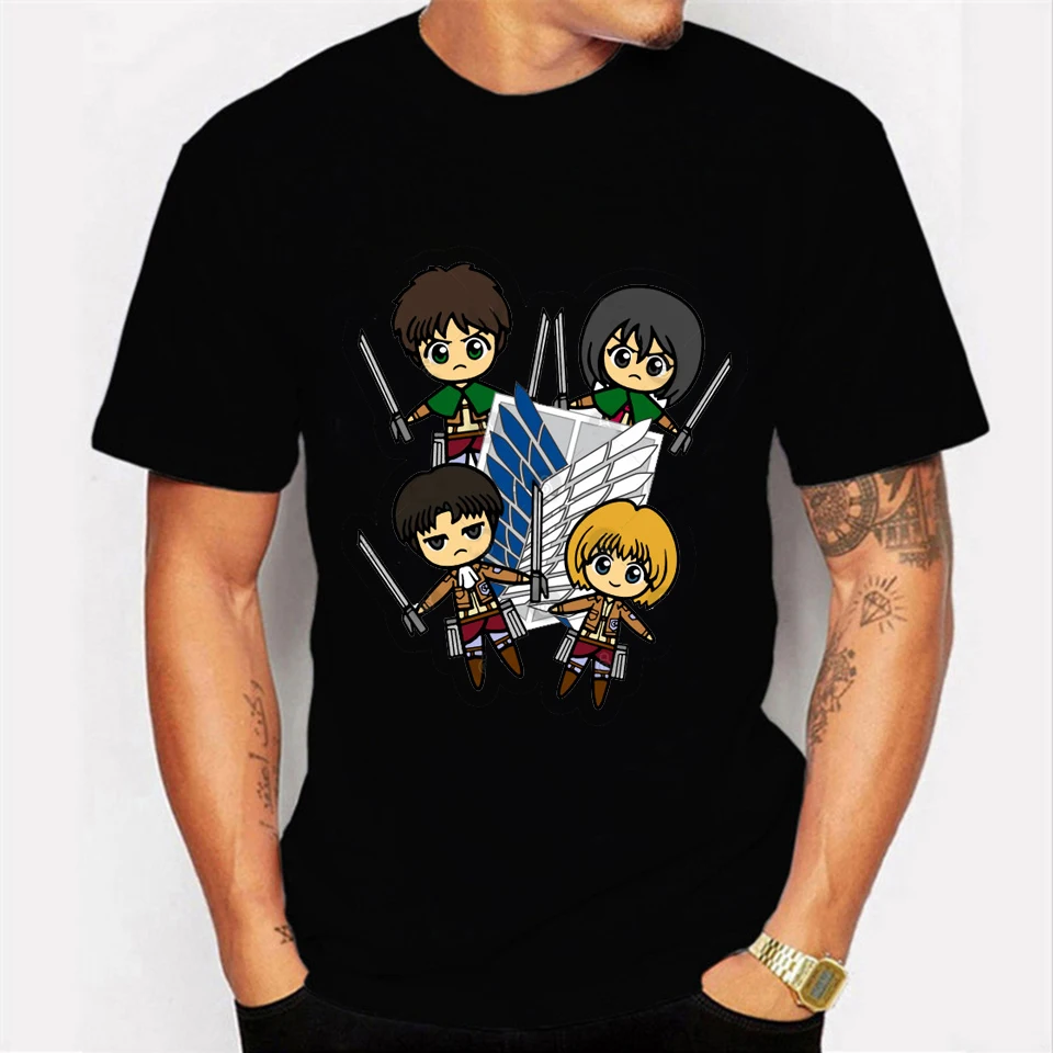 

Attack on Titan Print Men's Tshirts Unisex Short Sleeve Cotton T Shirt Hip Hop T-shirt Anime Streetwear Top Summer Tees Shirts