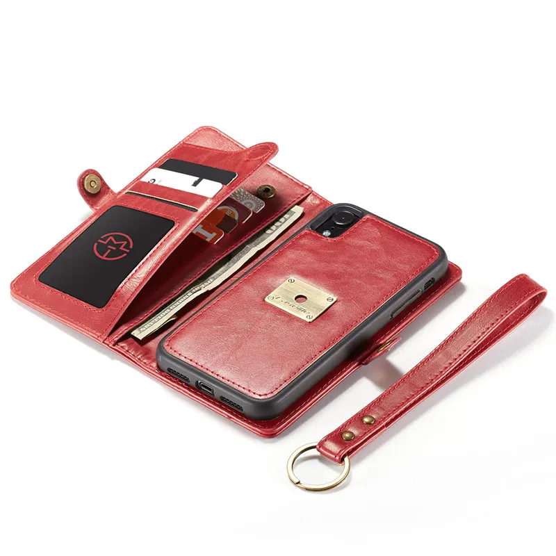 Чехол Me винтажный многофункциональный кошелек чехол для телефона для Apple Iphone 11 Pro 11Pro XR XS Max X 6S 7 8 Plus 2 в 1 съемный задний Чехол - Цвет: Красный