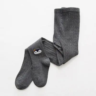 Dark Gray Хлопковые колготки с вышивкой для маленьких девочек; Детские теплые колготки с рисунком для девочек; колготки для малышей; осенняя одежда для малышей; Collant - Цвет: Dark Gray