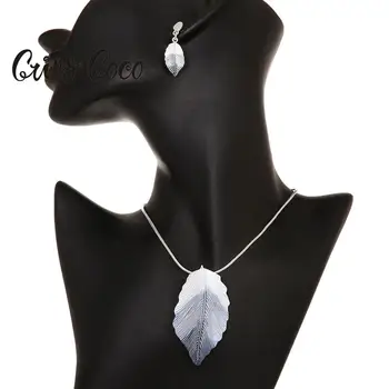 

Cring Coco Fashion Leaf Pendant Necklace for Women Girls Party Jewelry Silver Color Snake Chain Choker Necklace 2020 New Arrival