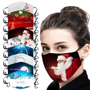

Mascarilla Merry Christmas Decorations Washable Reusable Mouth Mask Christmas Print Face Mask Fashion Mouth Caps Washable