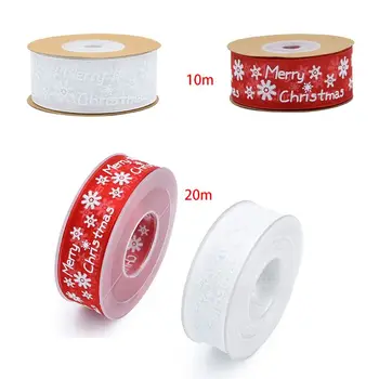 

10m/20m Snowflake Pattern Merry Christmas Decoration Gauze Ribbon for DIY Crafts 2XPC