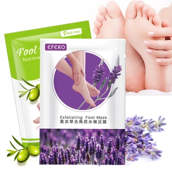 

PUTIMI 2Pair Exfoliating Foot Mask Peeling Mask Remove Dead Skin Cuticles Heel Scrub Lavender Feet Mask for Legs Pedicure Socks