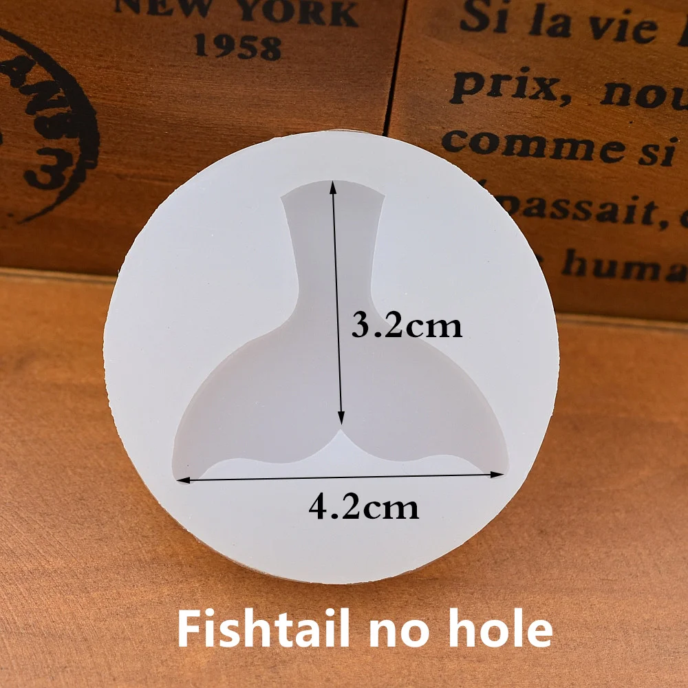 fishtail no hole Силиконовая форма для украшения красоты рыбий хвост Дельфин лося кулон Смола силиконовая форма ручной работы инструмент формы для эпоксидной смолы - Цвет: fishtail no hole