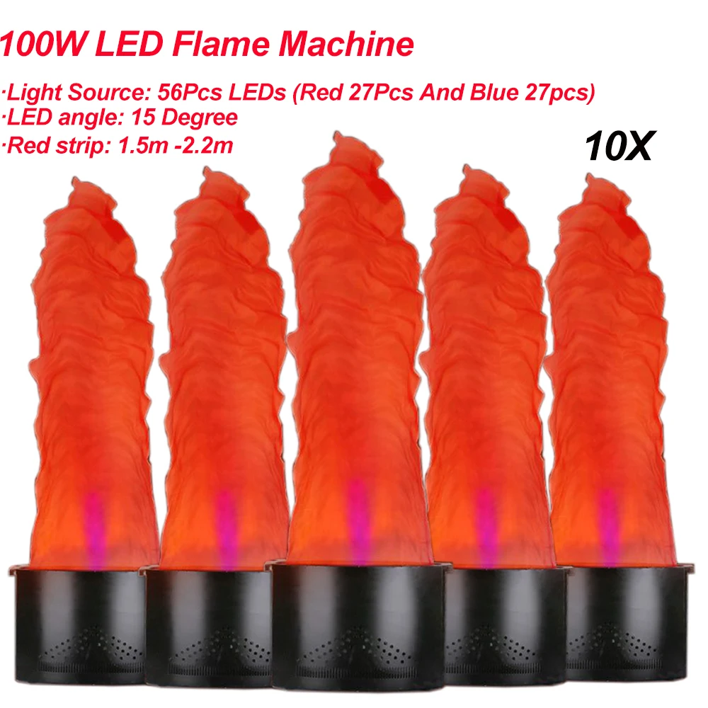 10Pcs/Lot Stage DJ Effect LED Lamp Silk 2.2meter Red and Blue Fake Simulative Fire Flame Lighting Artificial Flame Blow Machine