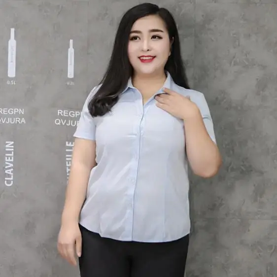Небесно-голубой Ropa mujer talla grande 4xl 5xl 6xl, женские блузки, рубашки,, блузка размера плюс, одежда, рубашка большого размера, Женская хлопковая блузка OL M603 - Цвет: Небесно-голубой
