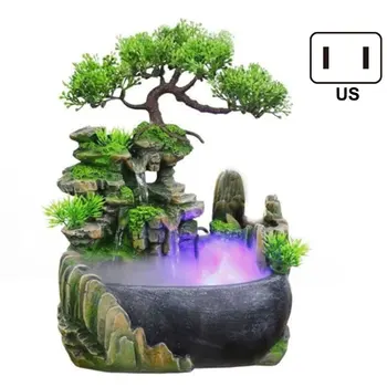 

Mini Desktop Fountain Waterfall Small Rockery Feng Shui Wheel Greenery Home Decoration Humidifier Desk Decor YE-Hot