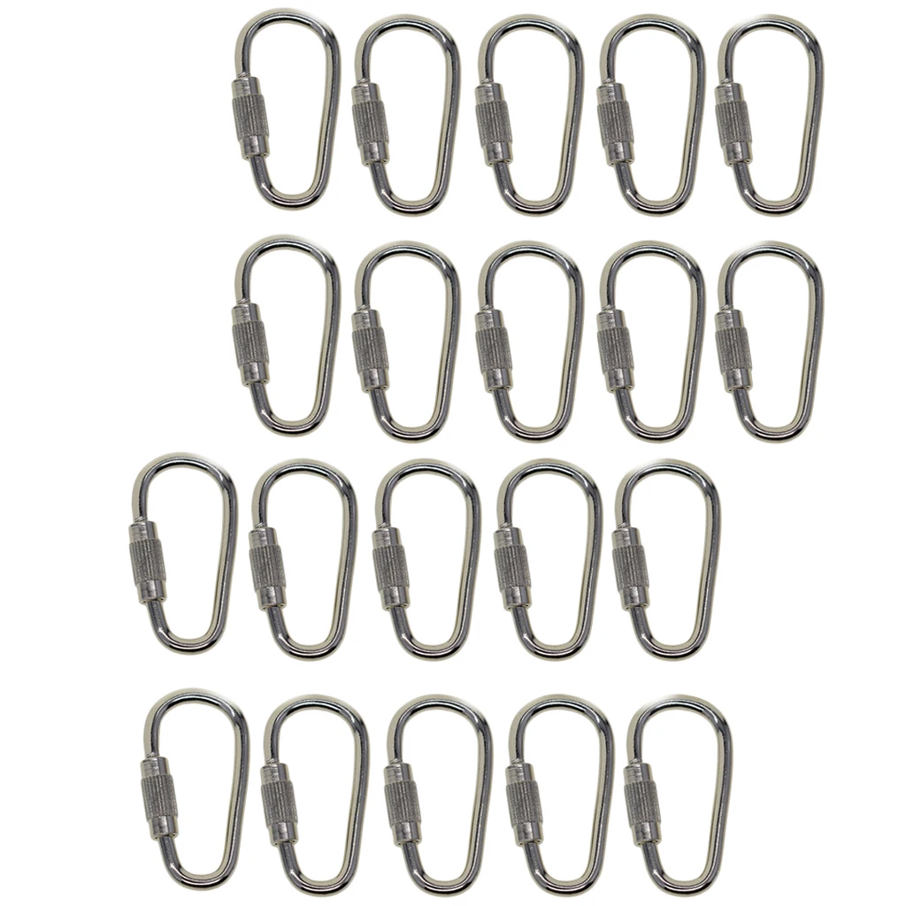 20 Mini Steel Quick Open Screw Lock Key Chain Hook Carabiner Safety Clasp