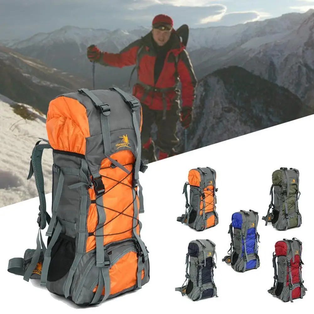

Nylon Water Resistant Outdoor Hiking Backpack 60L Large Capacity Camping Climbing Sports Bag Backpack Man Woman Riding Rucksack