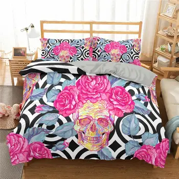 

ZEIMON 3d Bedding Set Sugar Skull Printed Bedclothes Queen King Size Duvet Cover And Pillowcase For Home Decoration