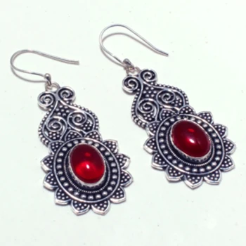 

Garnet Silver Overlay on Copper Earrings, 63 mm, E4734