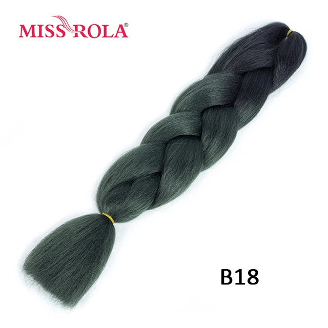 Miss Rola Synthetic Support Wholesale 100g 24 Inch Jumbo BraidsPink Green Yellow High Temperature Fiber Ombre Hair Extensions B18