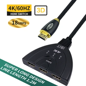 

2.0 HDMI switch 4K 60Hz 3 in 1 out remote control for PS4 Xbox HDTV projector computer laptop connector switch HDMI 2.0 adapter