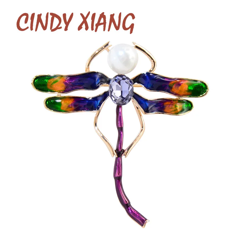 Женская эмалированная брошь CINDY XIANG в виде стрекозы ювелирное изделие высокое