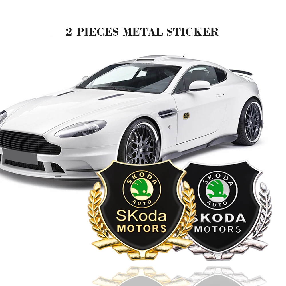 

2pcs Alloy Car Side Sticker Door Badge Stickers Side Window Emblem Decals For skoda octavia fabia rapid yeti Kodiaq superb octav