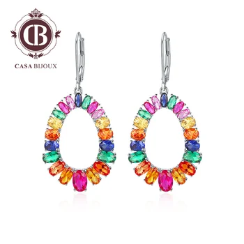 

CASABIJOUX Luxury Earrings Handmade Drop Earrings with Multi Colored Crystal For Women Daily Bohemia Fashion Jewelry