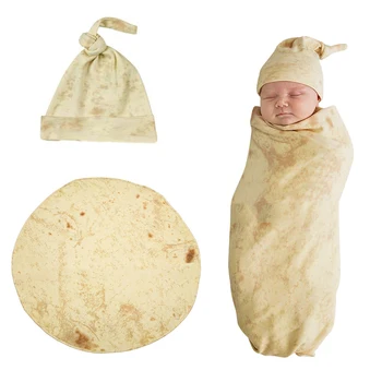 

Soft Fleece Blanket Solid Bedding Set Burrito Baby Blanket Flour Tortilla Swaddle Blanket Sleeping Swaddle Wrap Hat for Baby Gif