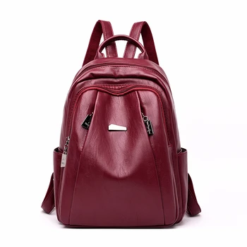 

2019 Women Leather Backpacks High Quality Ladies Backpack Female Travel Shoulder Sac A Dos School Bags For Teenage Girl Bagpack