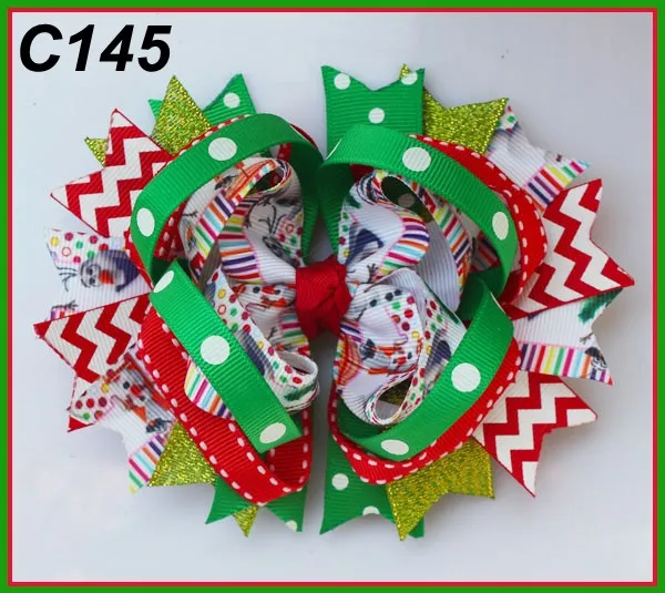B 15 шт. рождественские банты для волос карамельный тростник бант Санта заколка для волос олень праздник веселая Рождественская бабочка - Цвет: 141024145