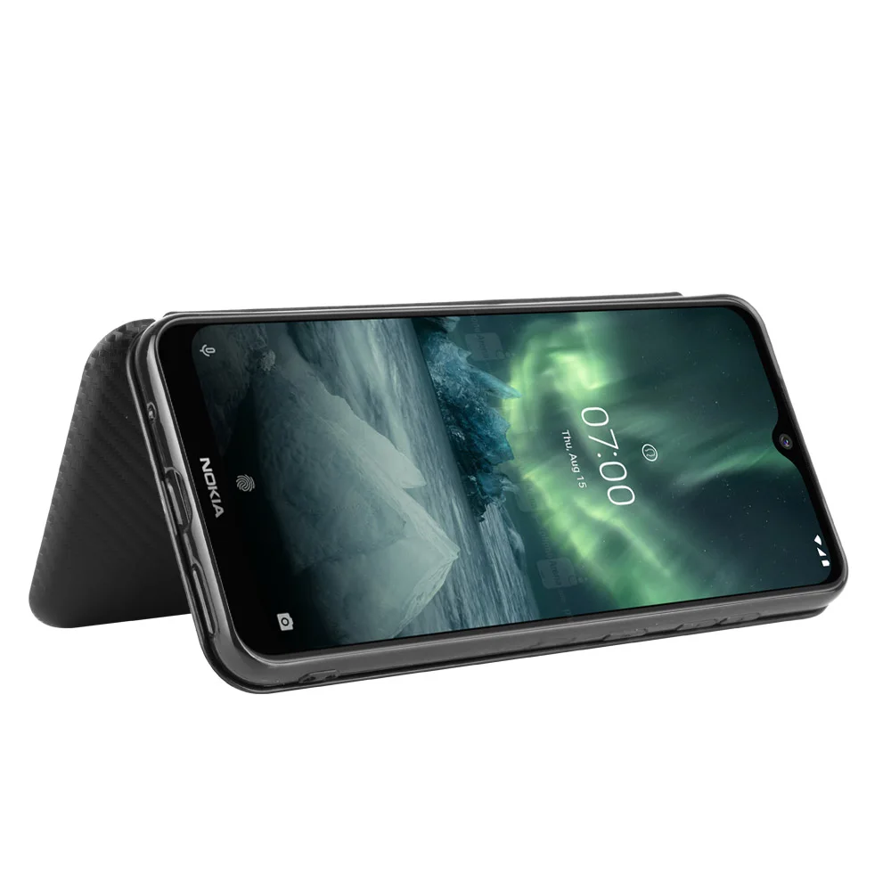 Carbon Fiber Flip Leather Phone Case Cover