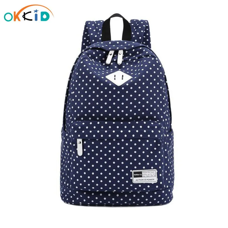 polka dot canvas school backpack for girls back bag bookbag children school bags for teenage girls travel backpack child bag