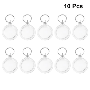 

100pcs Practical Key Holders Circular Photo Frames DIY Split Key Rings Keychains for Families