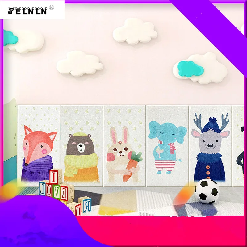 

Zodiac animal pattern kids room wall surrounding bed soft pack tatami anti-collision 3d wall stickers bedroom cartoon stickers