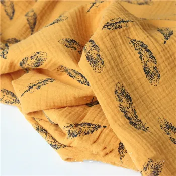 

Cotton Crepe Fabric Feather Printed Cotton Double Gauze Fabric DIY Sewing Textile Pajamas Cloth Material
