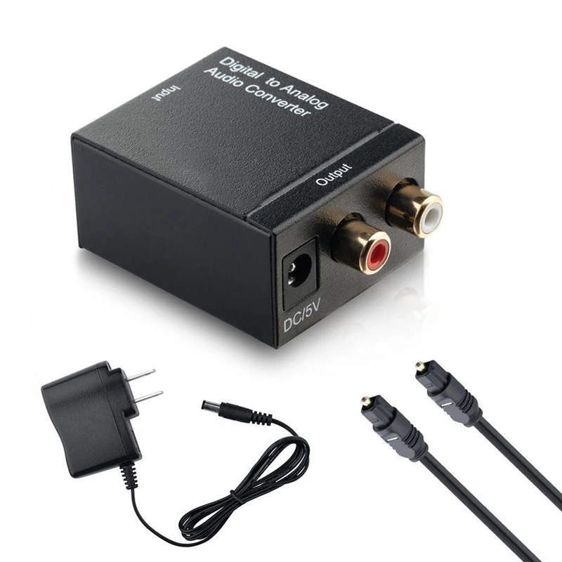 Цифровой оптический коаксиальный аналоговый RCA аудио конвертер адаптер с оптоволоконным кабелем(США