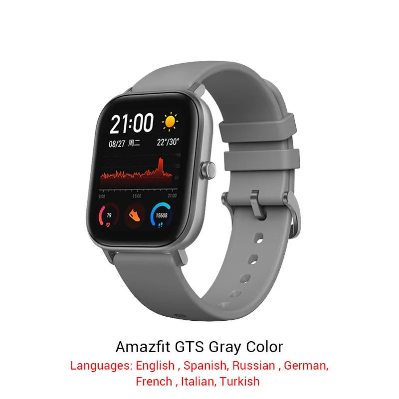 Глобальная версия Huami Amazfit GTS 14 дней работы от батареи gps 12 спортивный режим смарт-часы 5ATM 340PPI AMOLED экран часы - Цвет: Gray Color