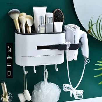

Bathroom Hair Dryer Rack Wall Mounted Toilet Vanity Hair Dryer Hanger Bath Storage Rack Hair Dryer Shelf Bathroom Accessories