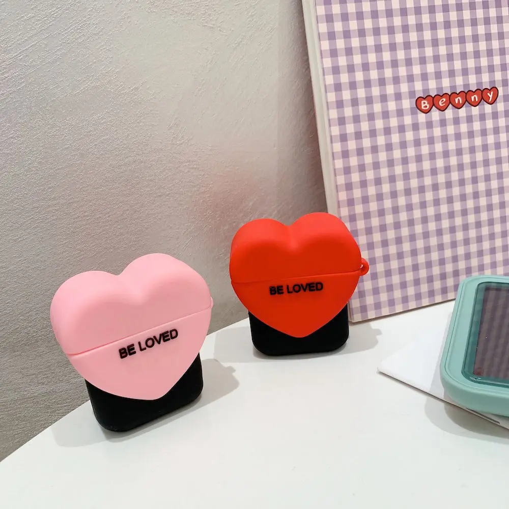 Стерео любовь наушники крышка для Airpods чехол милый силиконовый Bluetooth наушники защитный чехол-1or2 поколение общего